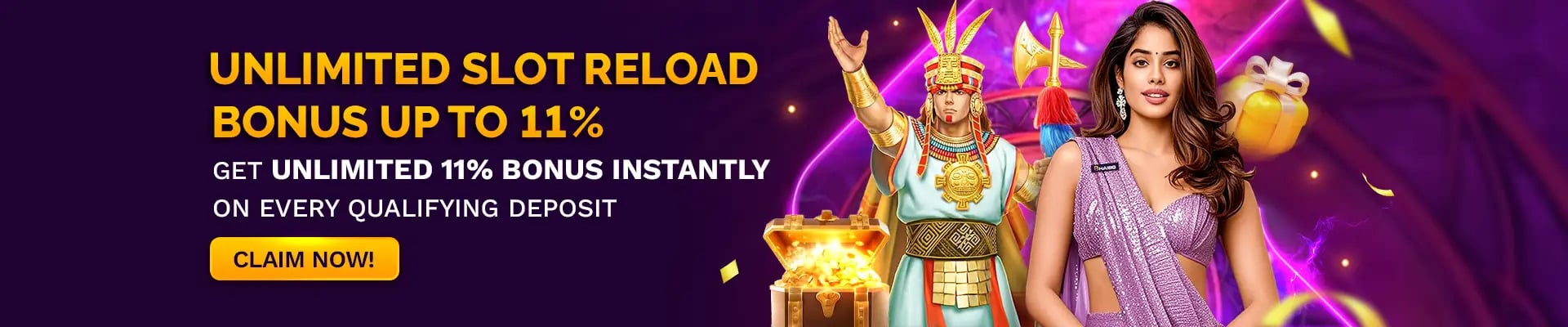 Bhai88 unlimited 11% slot reload bonus on every deposit