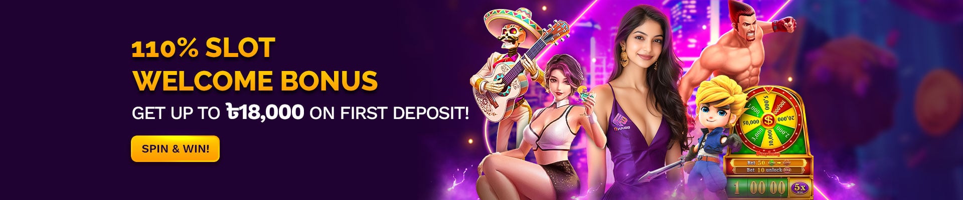 Bhai88 110% slot welcome bonus up to 18000 taka